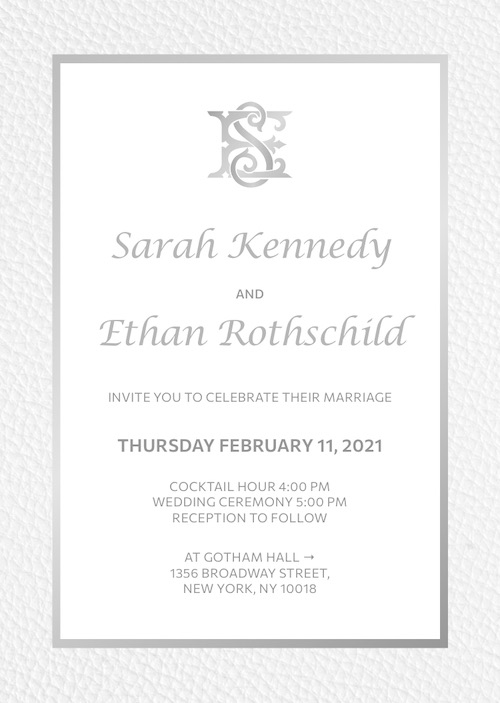 Leather white wedding invitation with RSVP